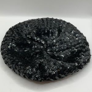 Black sequin Womens Beret/Hat